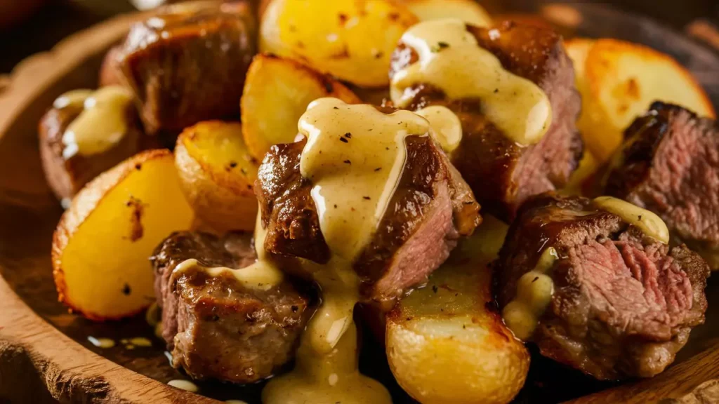 Garlic Butter Steak Bites and Potatoes