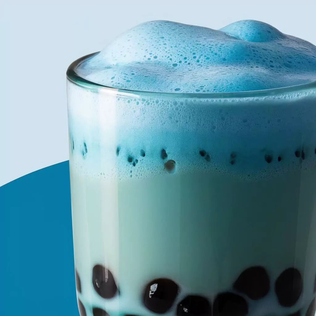 Blue Milk Tea with black tapioca pearls