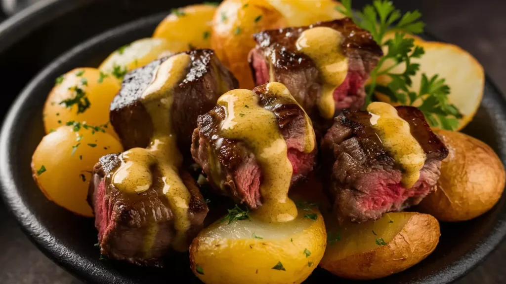 Garlic Butter Steak Bites and Potatoes