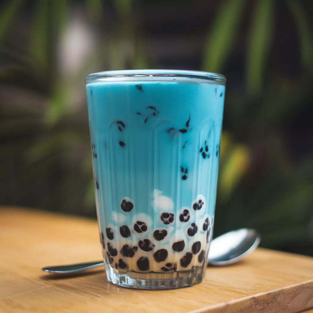 Blue Milk Tea with black tapioca pearls