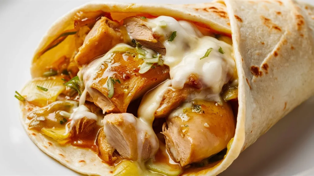 cheesy garlic chicken wraps