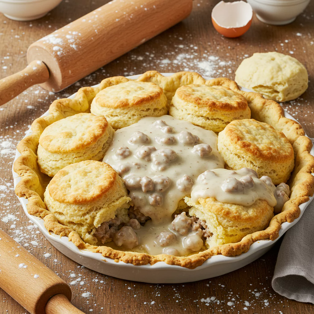 sausage gravy and biscuit pie