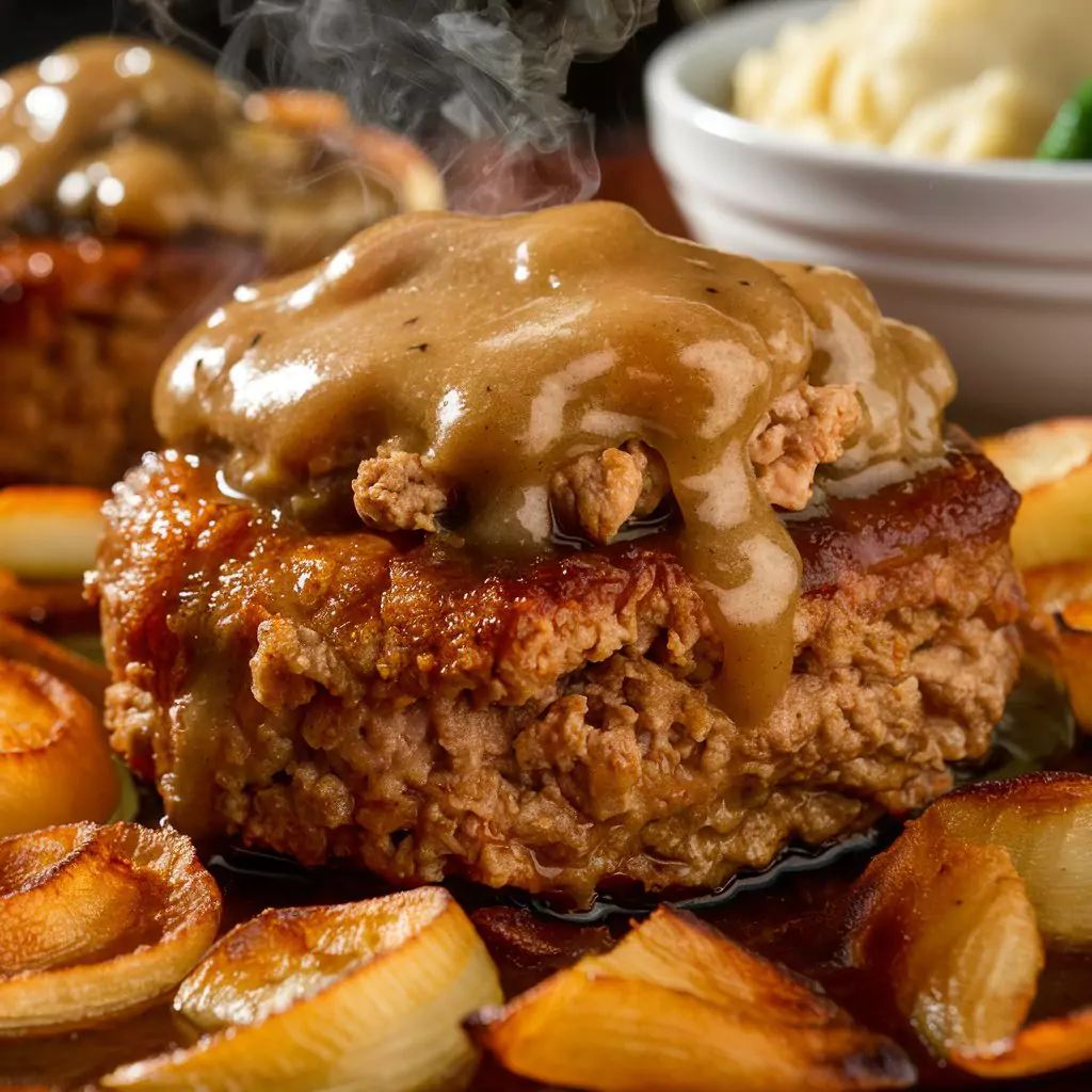 Easy Salisbury steak recipe with ground chicken and gravy