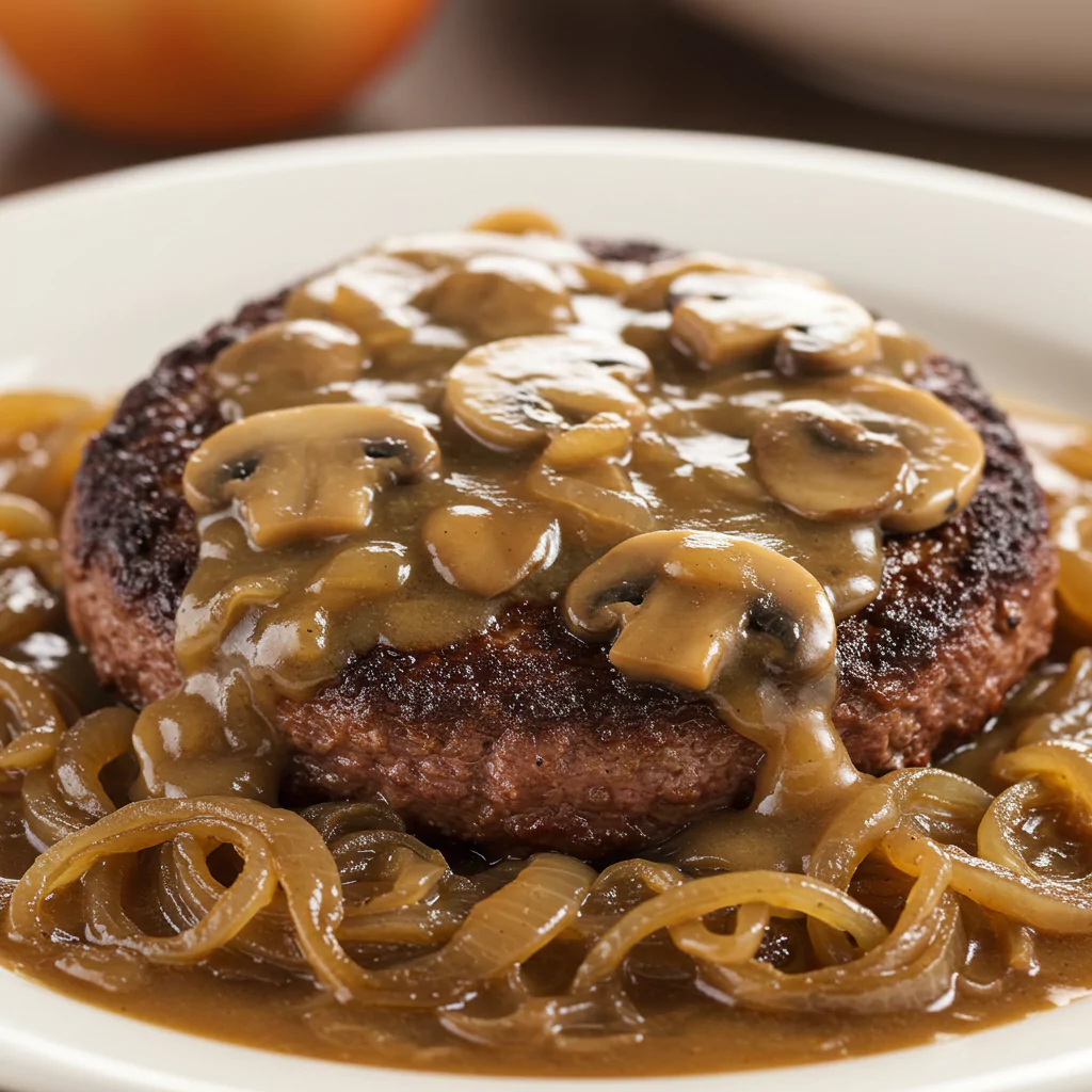 French Onion Salisbury Steak with mushroom gravy