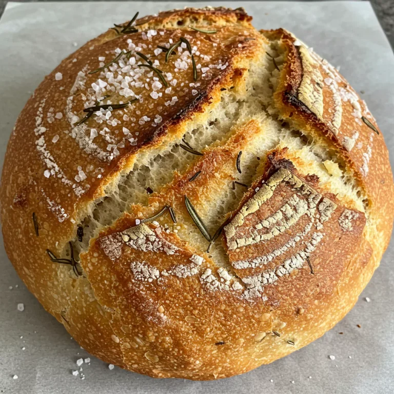 Rustic No Knead Rosemary Garlic Bread